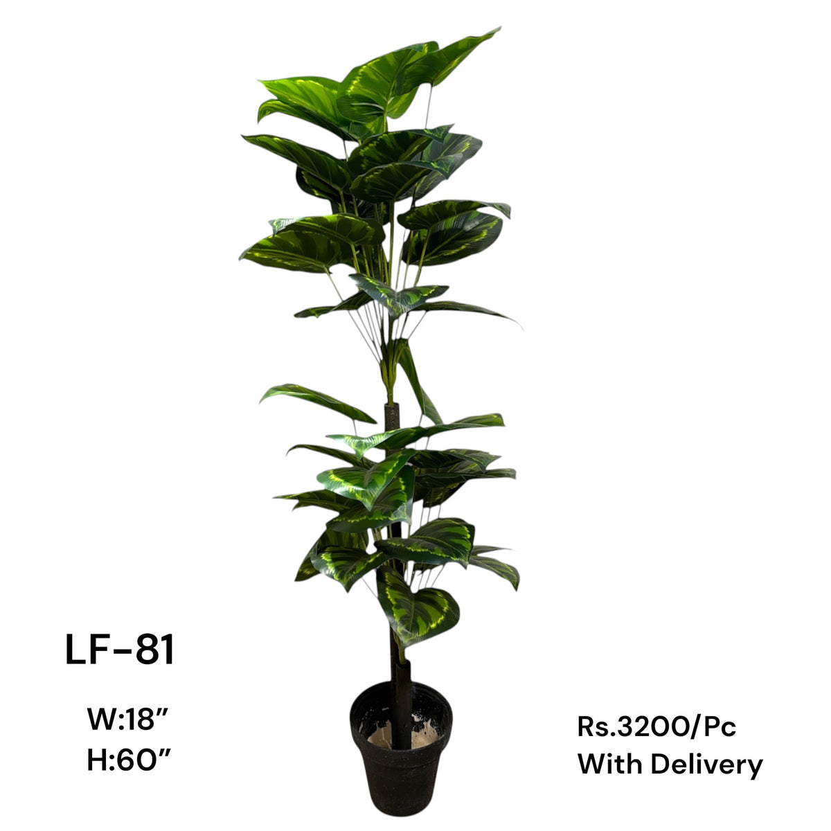 Artificial Green Floral Arrangement with Decorative Designer Pot – Modern Home Décor – LF-81
