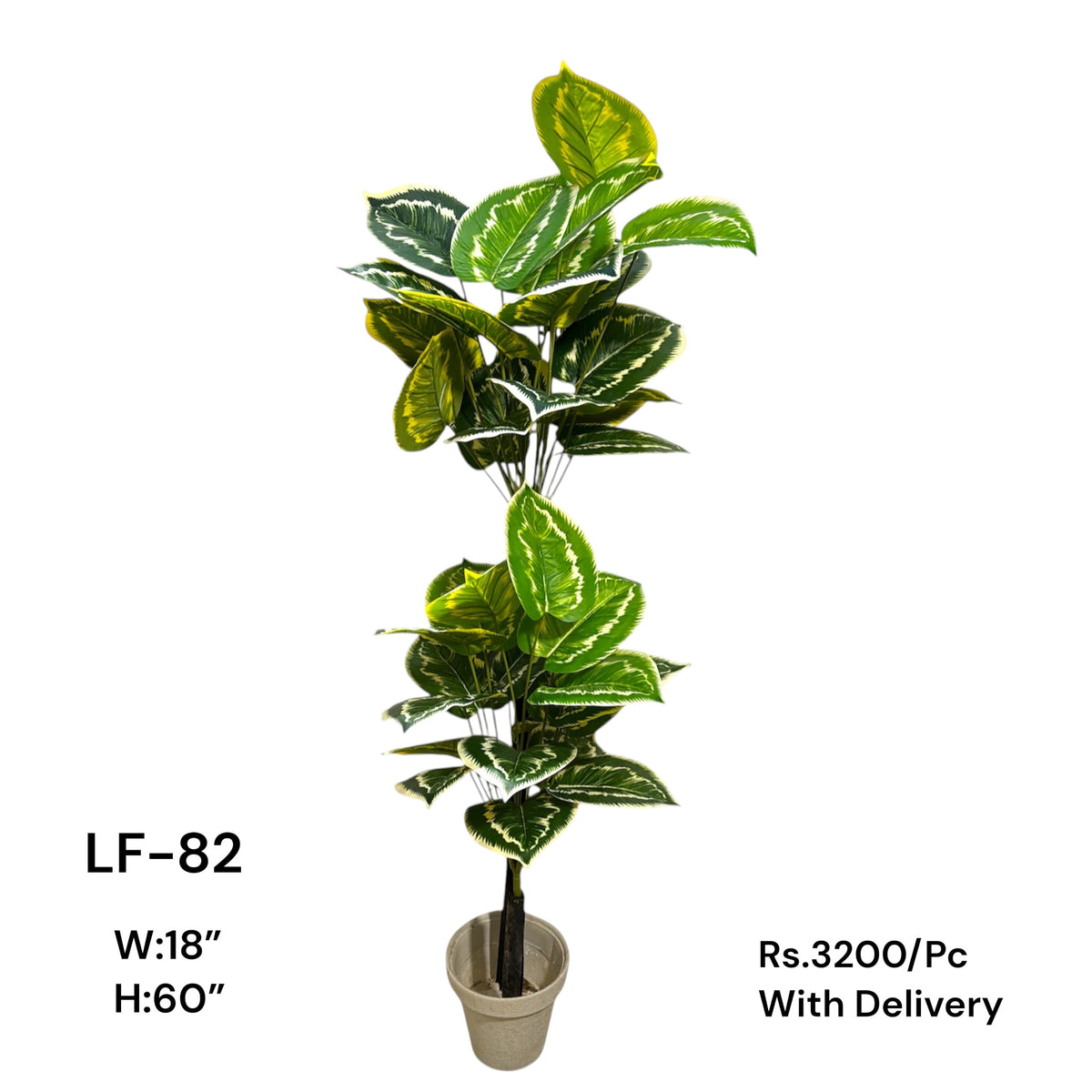 Artificial Green Floral Arrangement with Decorative Designer Pot – Modern Home Décor – LF-82