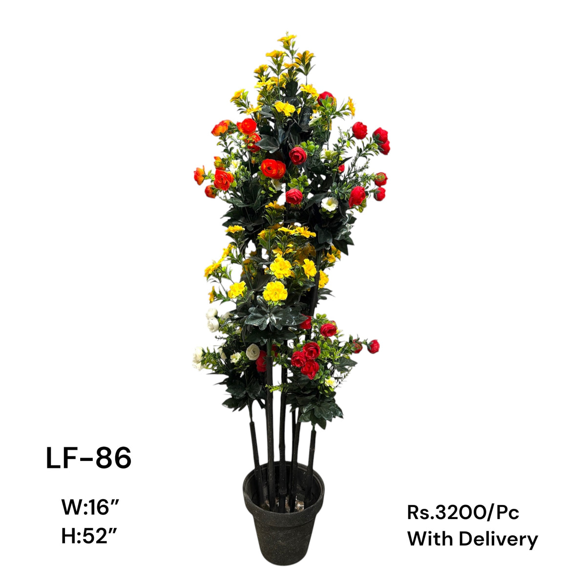 Artificial Green Floral Arrangement with Decorative Designer Pot – Modern Home Décor – LF-86