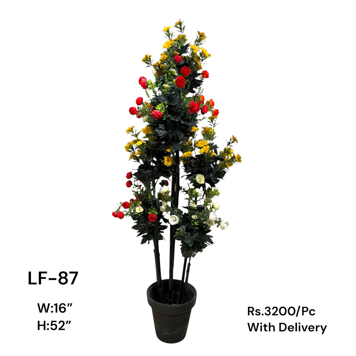 Artificial Green Floral Arrangement with Decorative Designer Pot – Modern Home Décor – LF-87