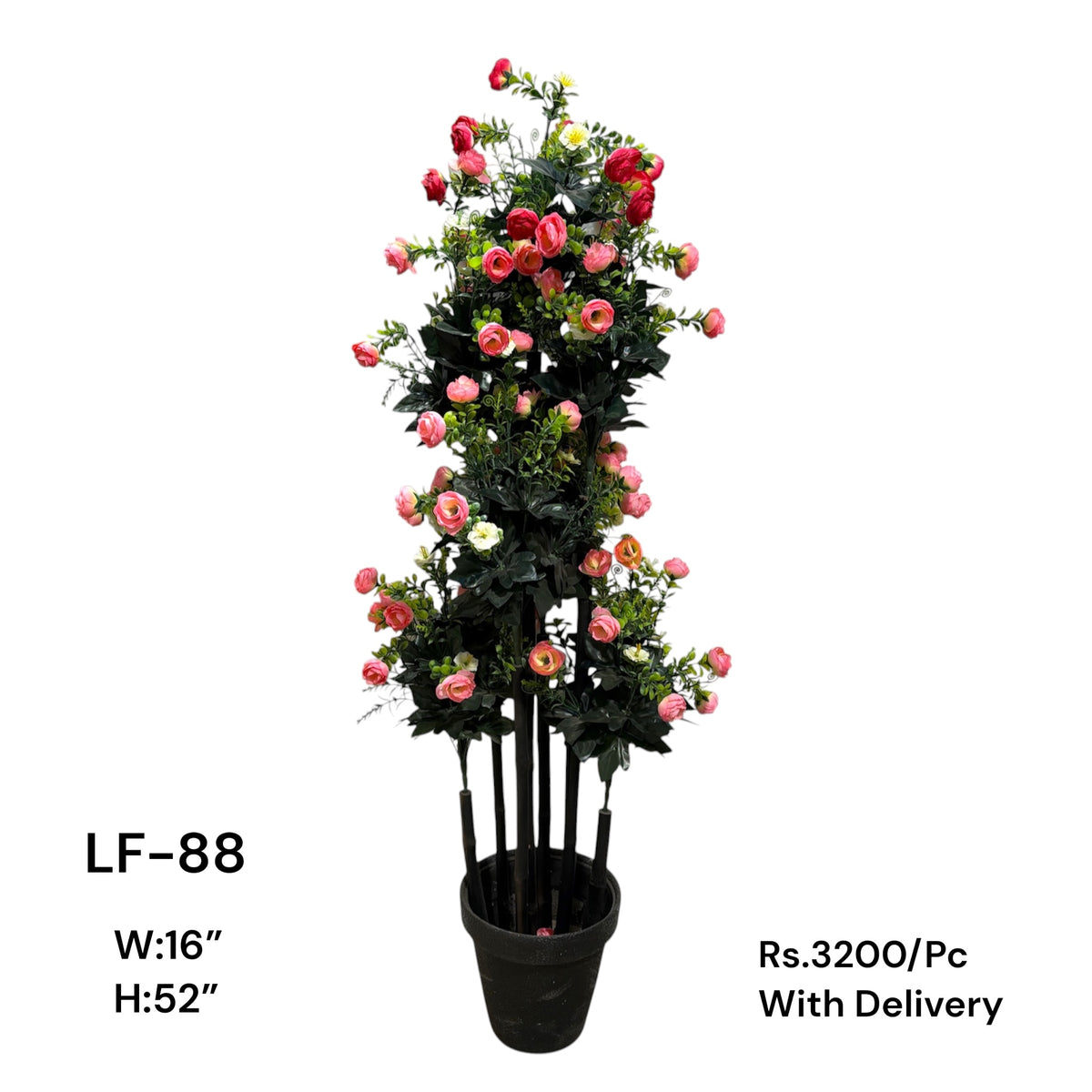Artificial Green Floral Arrangement with Decorative Designer Pot – Modern Home Décor – LF-88