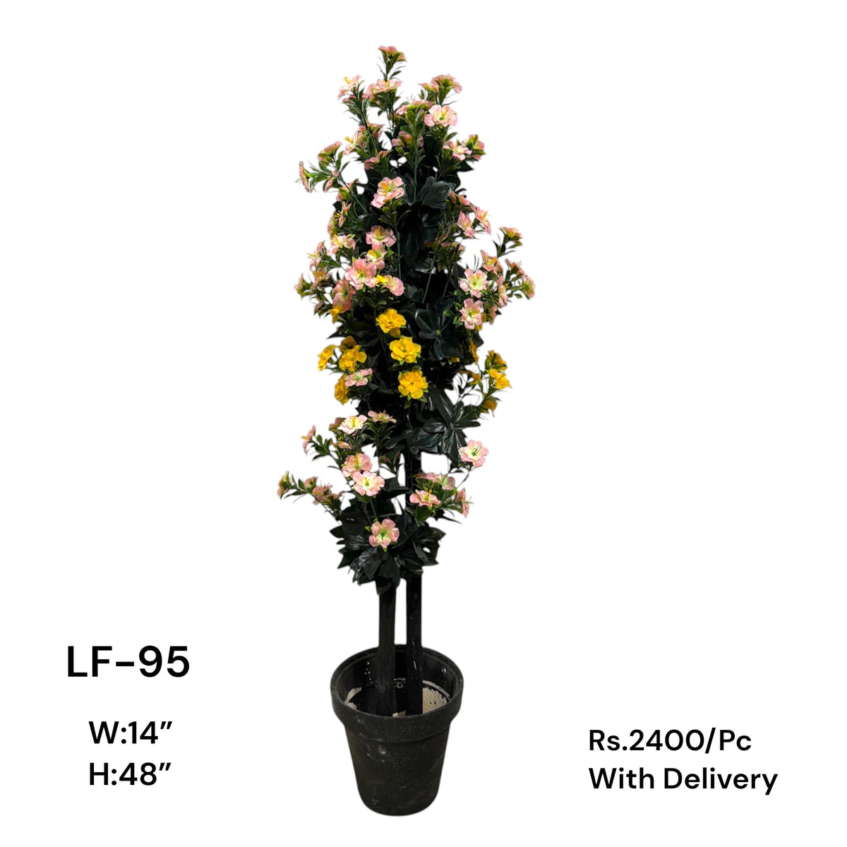 Artificial Green Floral Arrangement with Decorative Designer Pot – Modern Home Décor – LF-95