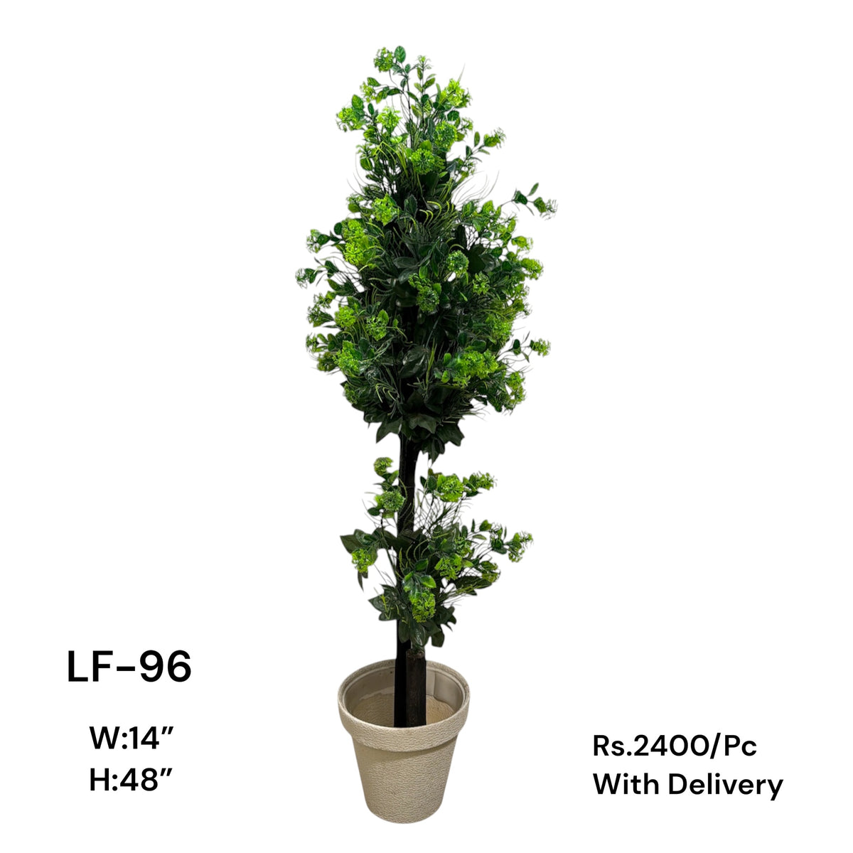 Artificial Green Floral Arrangement with Decorative Designer Pot – Modern Home Décor – LF-96