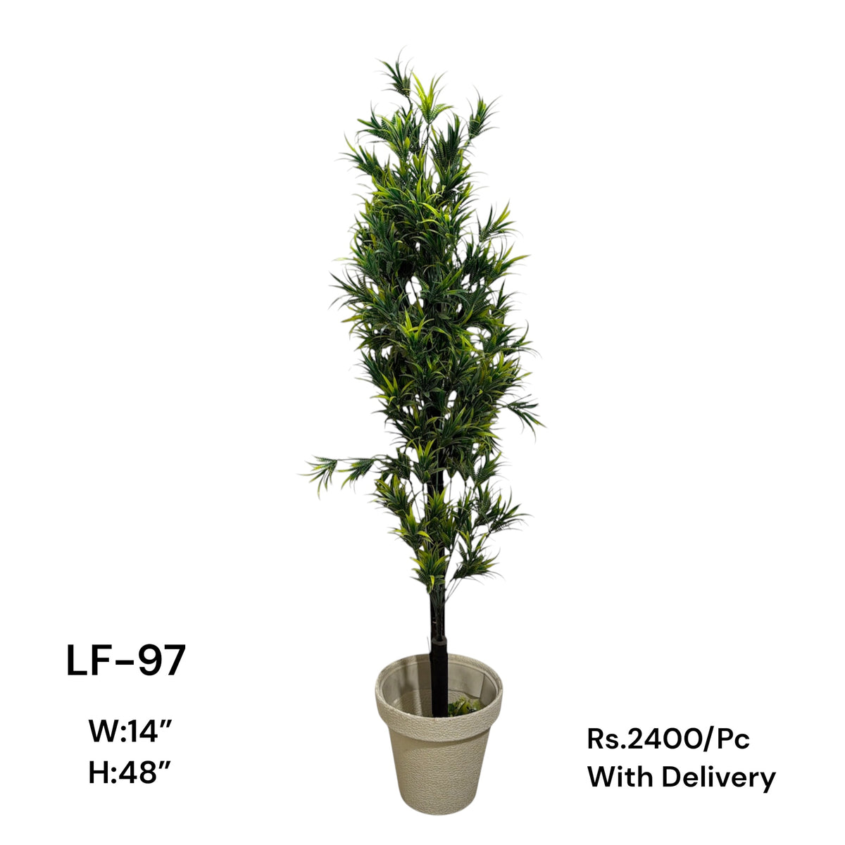 Artificial Green Floral Arrangement with Decorative Designer Pot – Modern Home Décor – LF-97